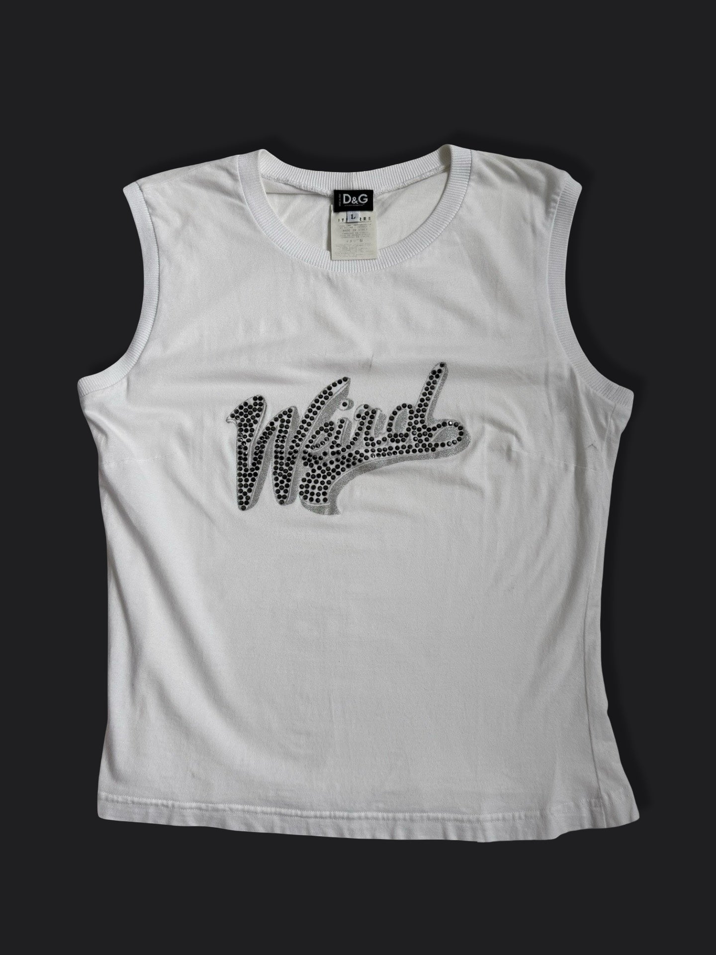 RARE 00's Dolce & Gabbana 'weird' diamante tank • Size L
