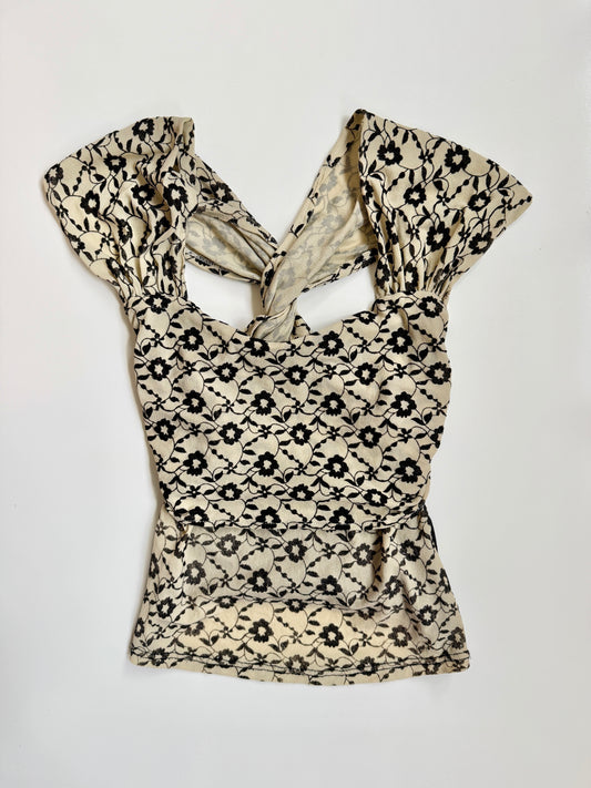 90's/00's Cross back mesh top• Size S