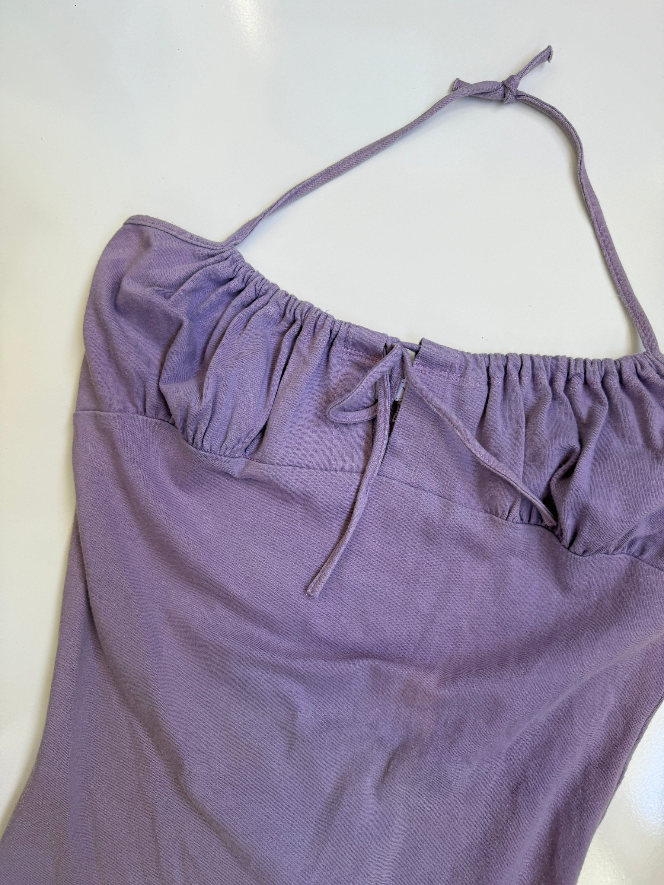 00's Lilac cotton ruched bust cami • Size S