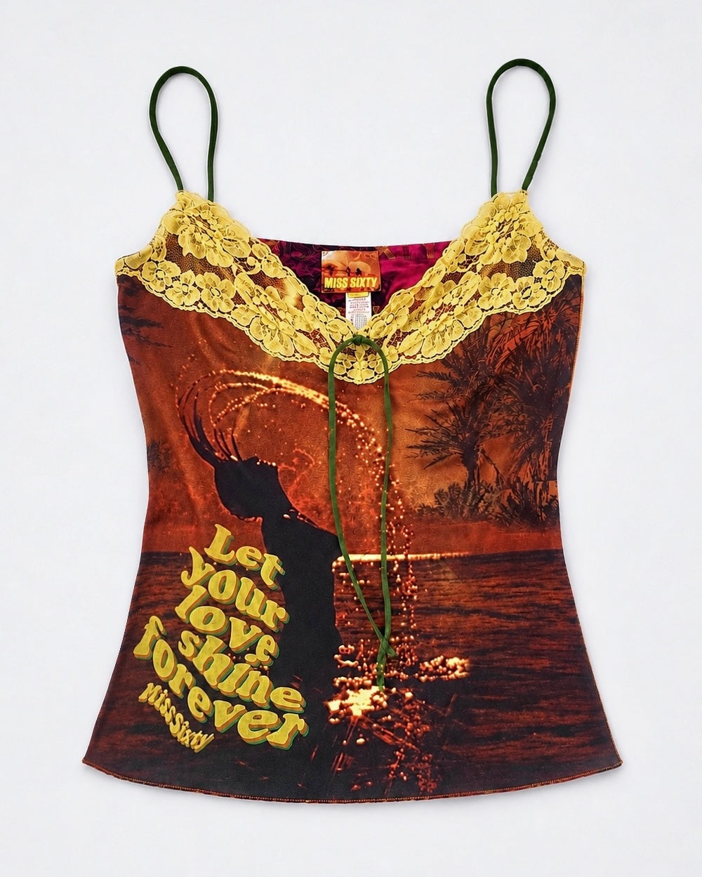 *RARE* 00's Miss Sixty slinky cami w lace trim • Size S