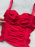 Load image into Gallery viewer, 00's Red ruched bustier • Size XS
