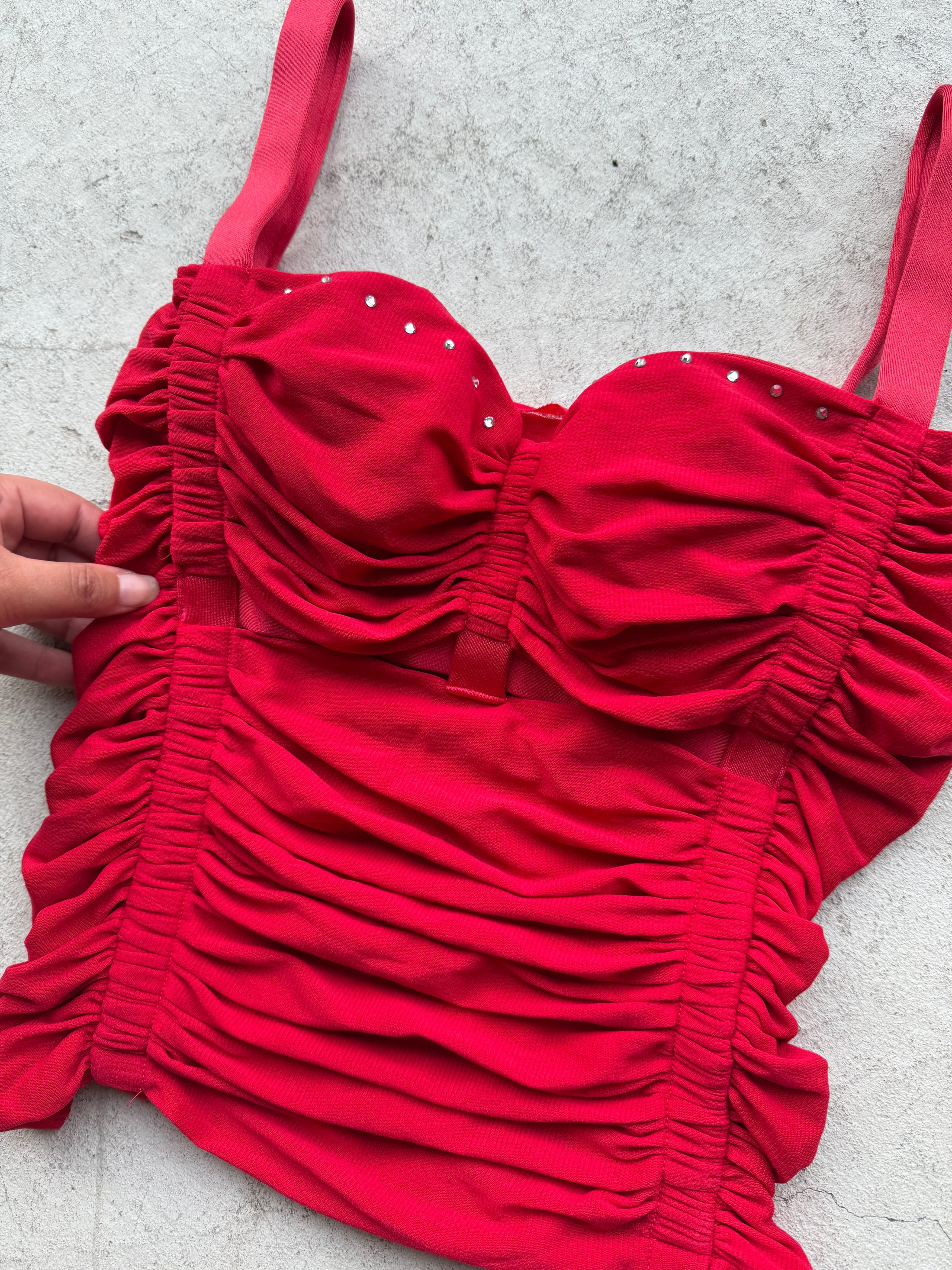00's Red ruched bustier • Size XS