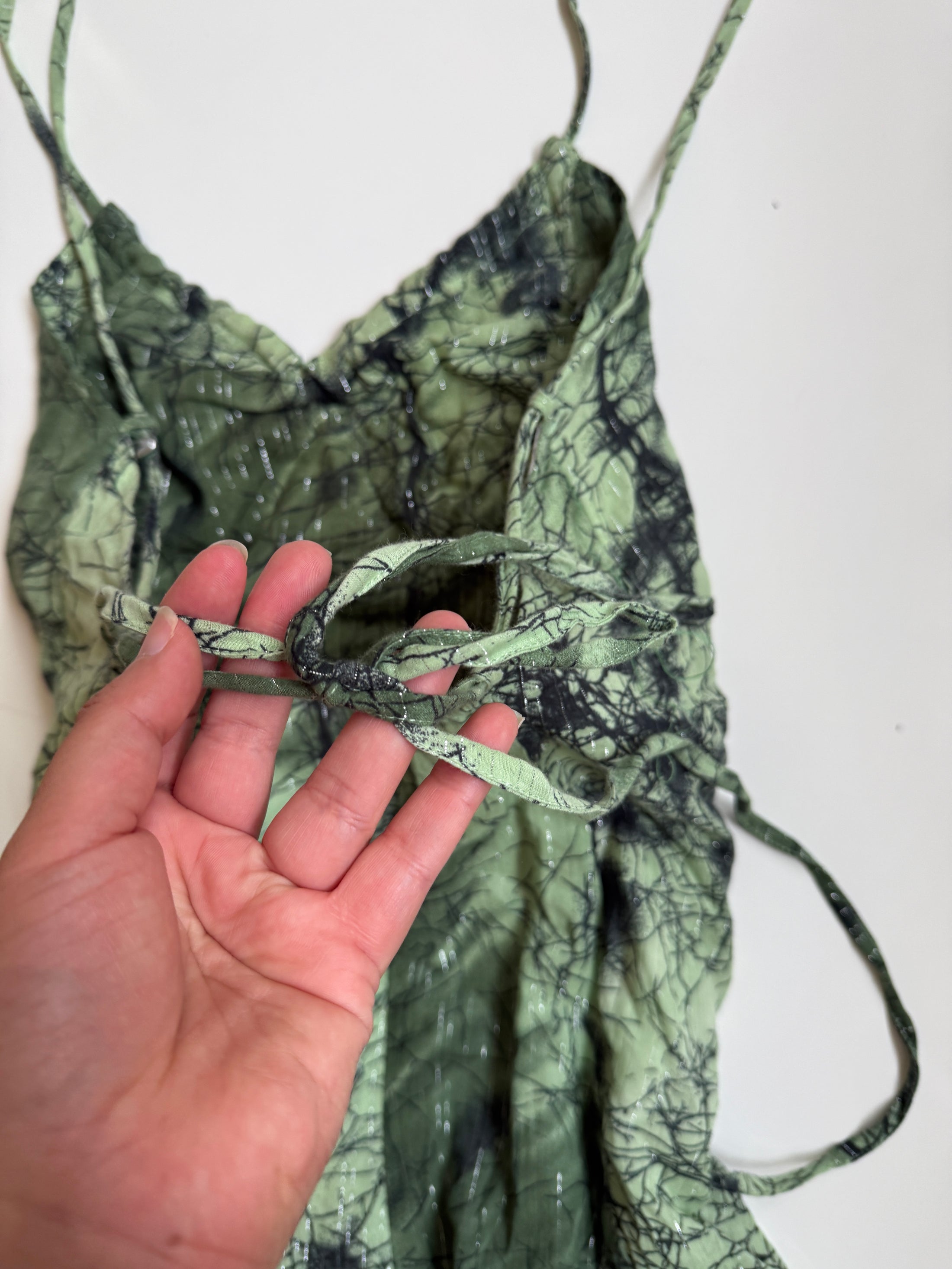 00's Fairy cotton pattern backless midi • Size S