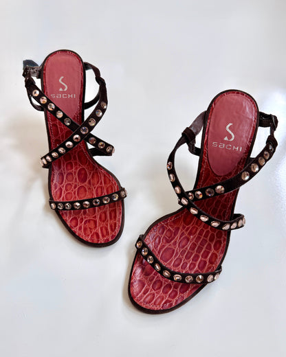 00's Sachi genuine suede gemstone heels • Size US 6.5