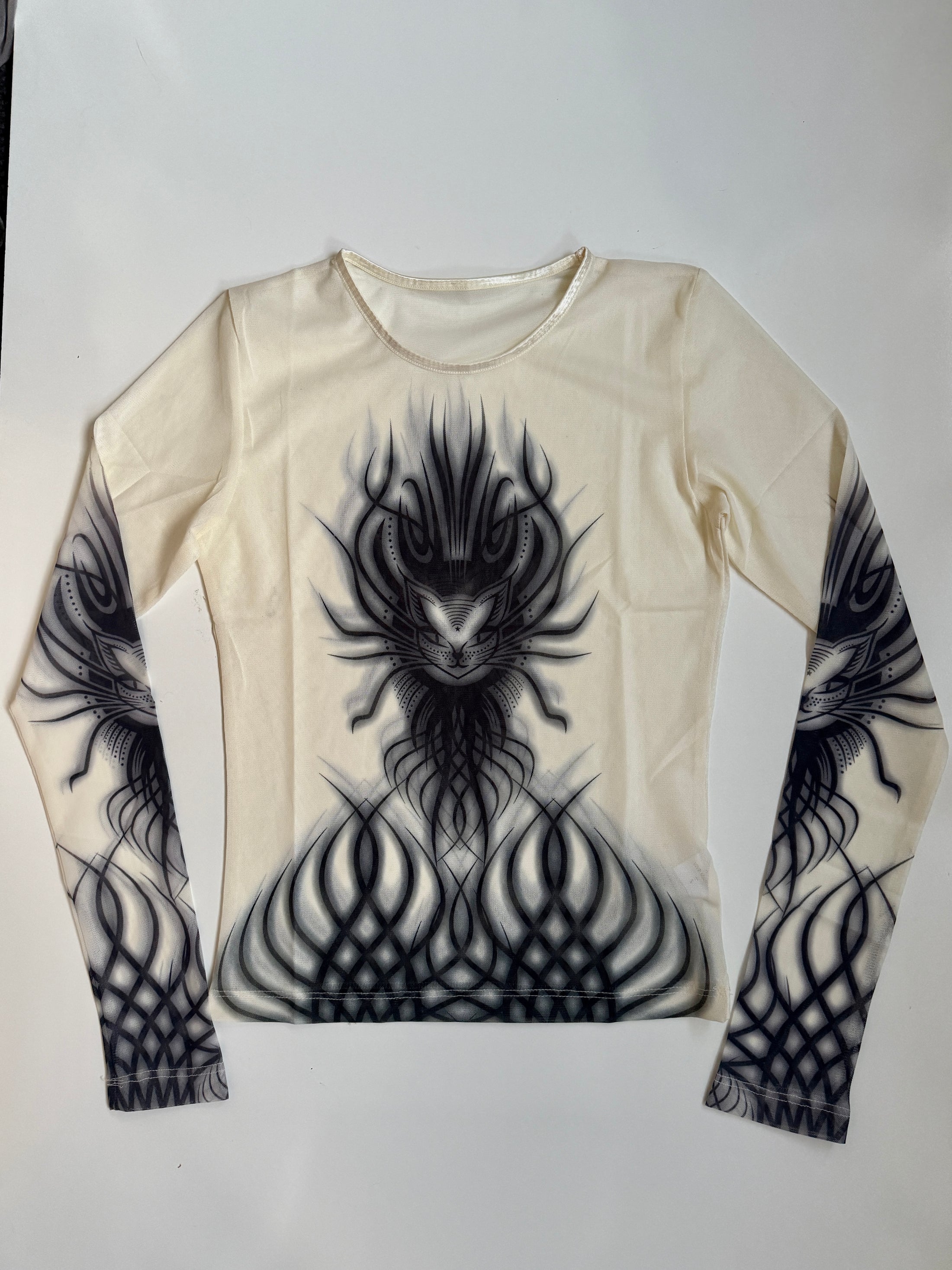 00's Vive Maria mesh print long sleeve • Size S
