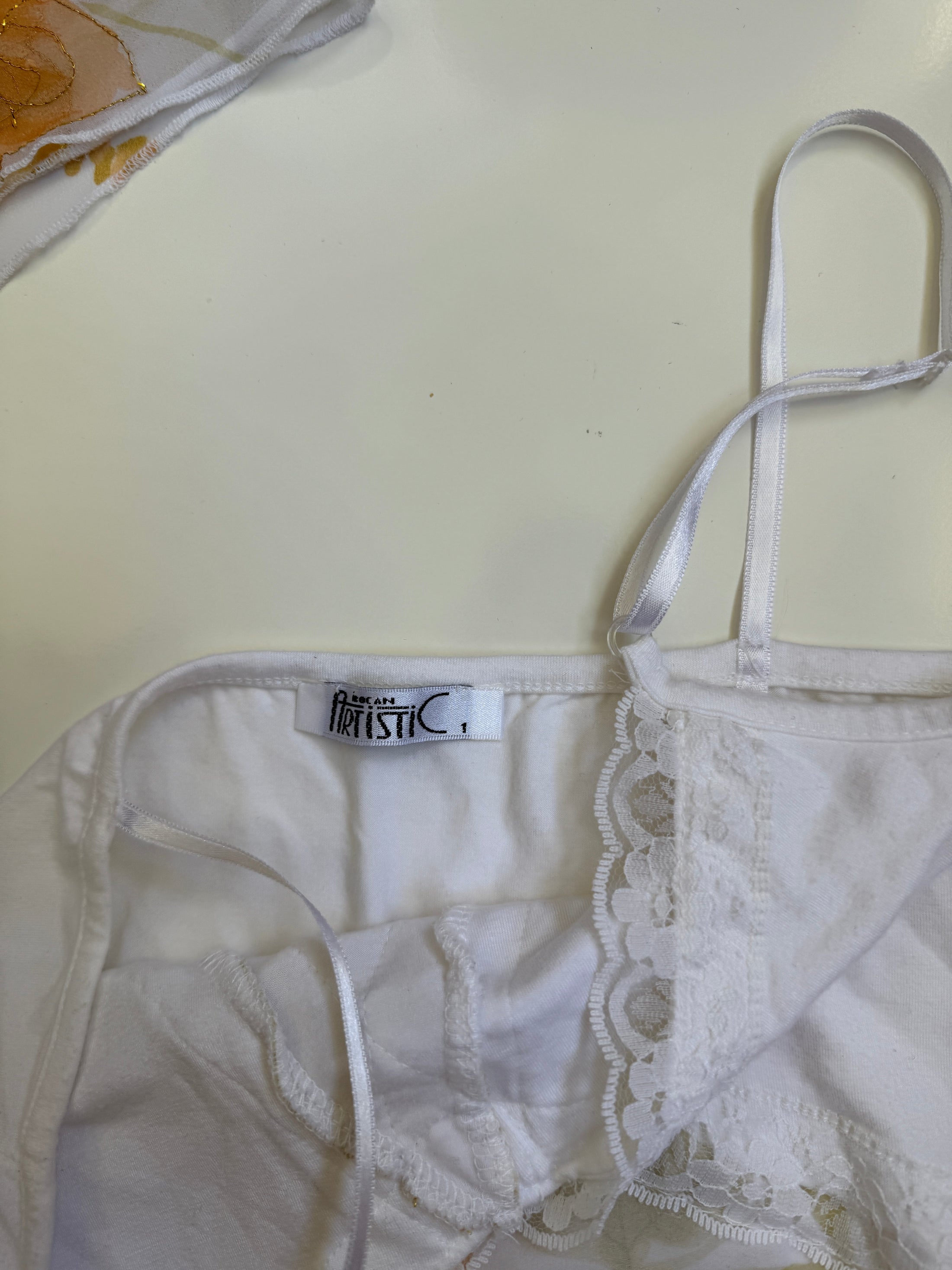 00's Sheer tiered embellished top w matching bandana • Size S