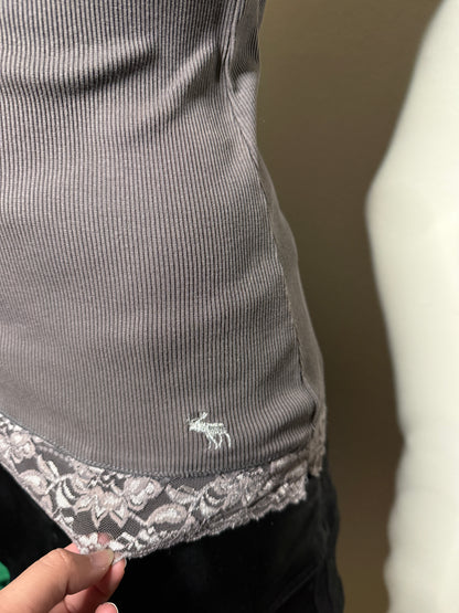 00's Abercrombie & Fitch lace trim ribbed cami • Size XS/S