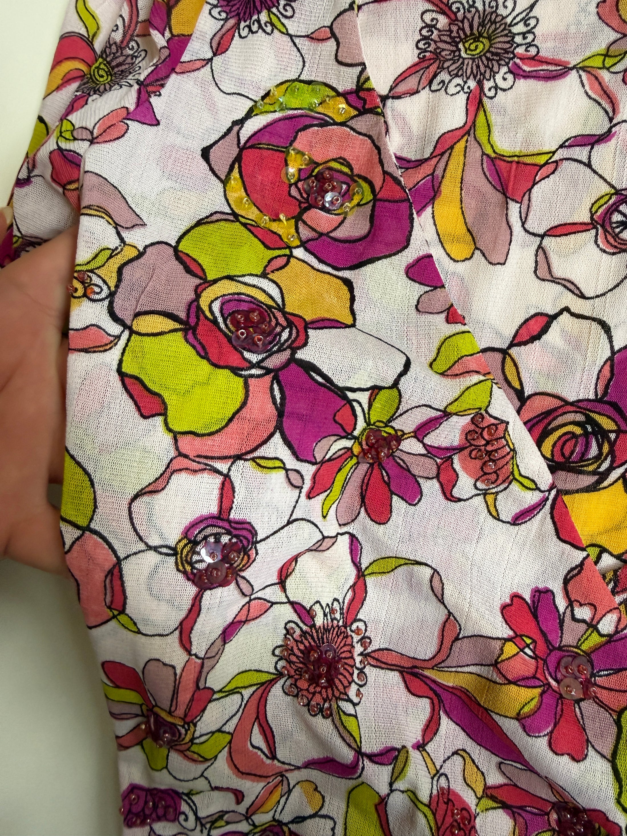 00's Derhy mesh beaded sequin fairy wrap top • Size S