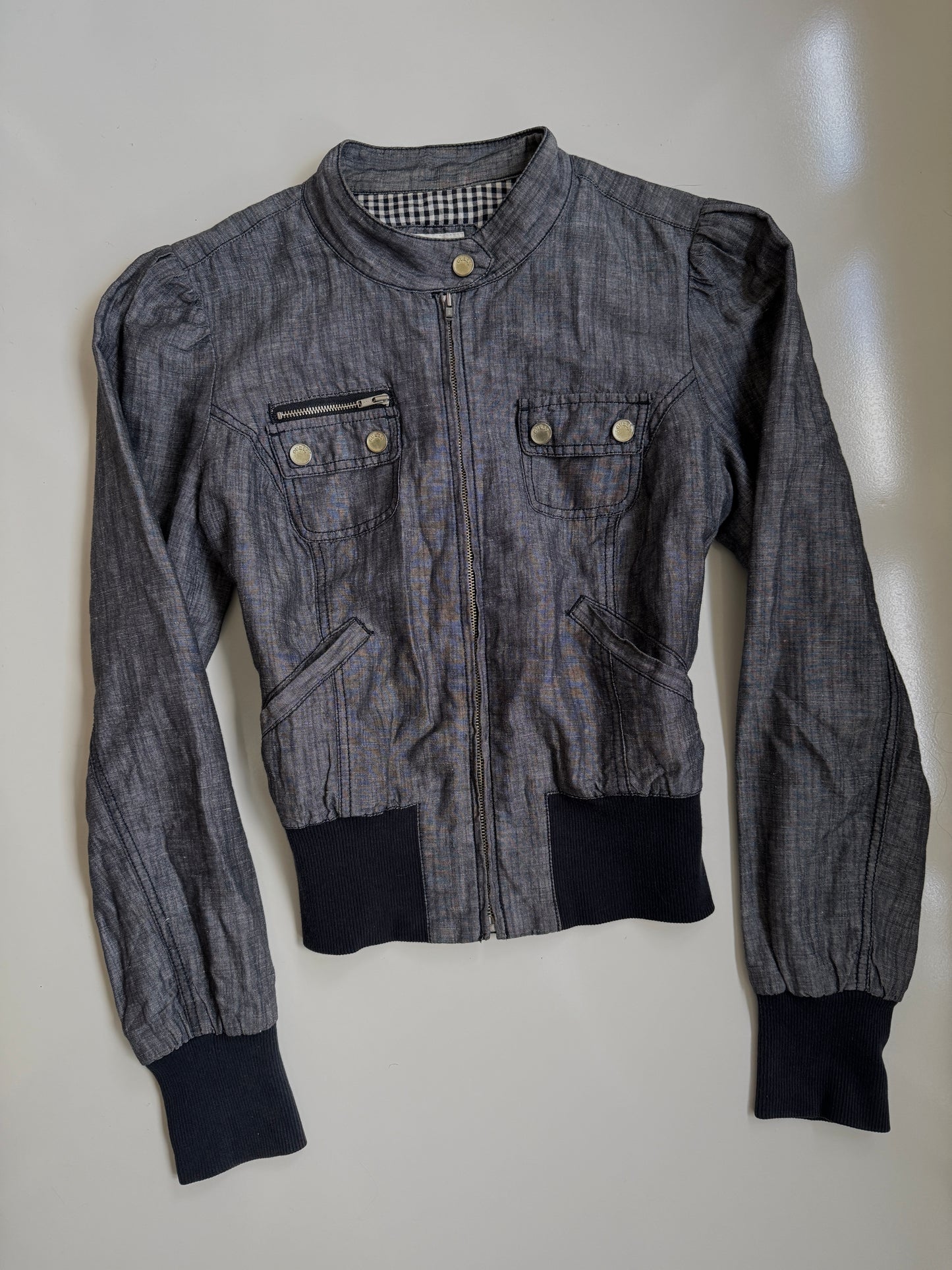 00’s Guess linen blend biker jacket • Size S