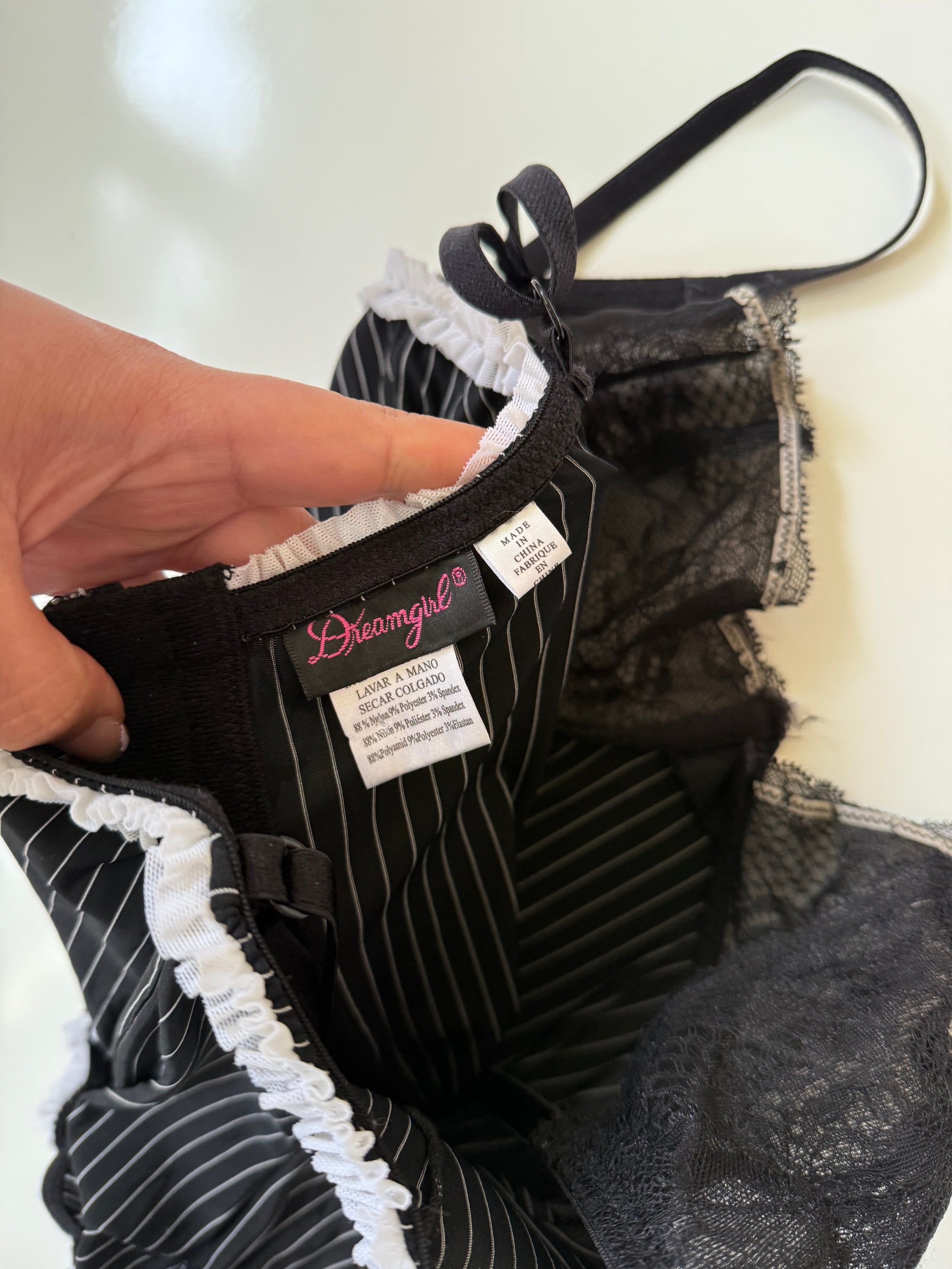 00's Pinstripe lace corset • Size M/L