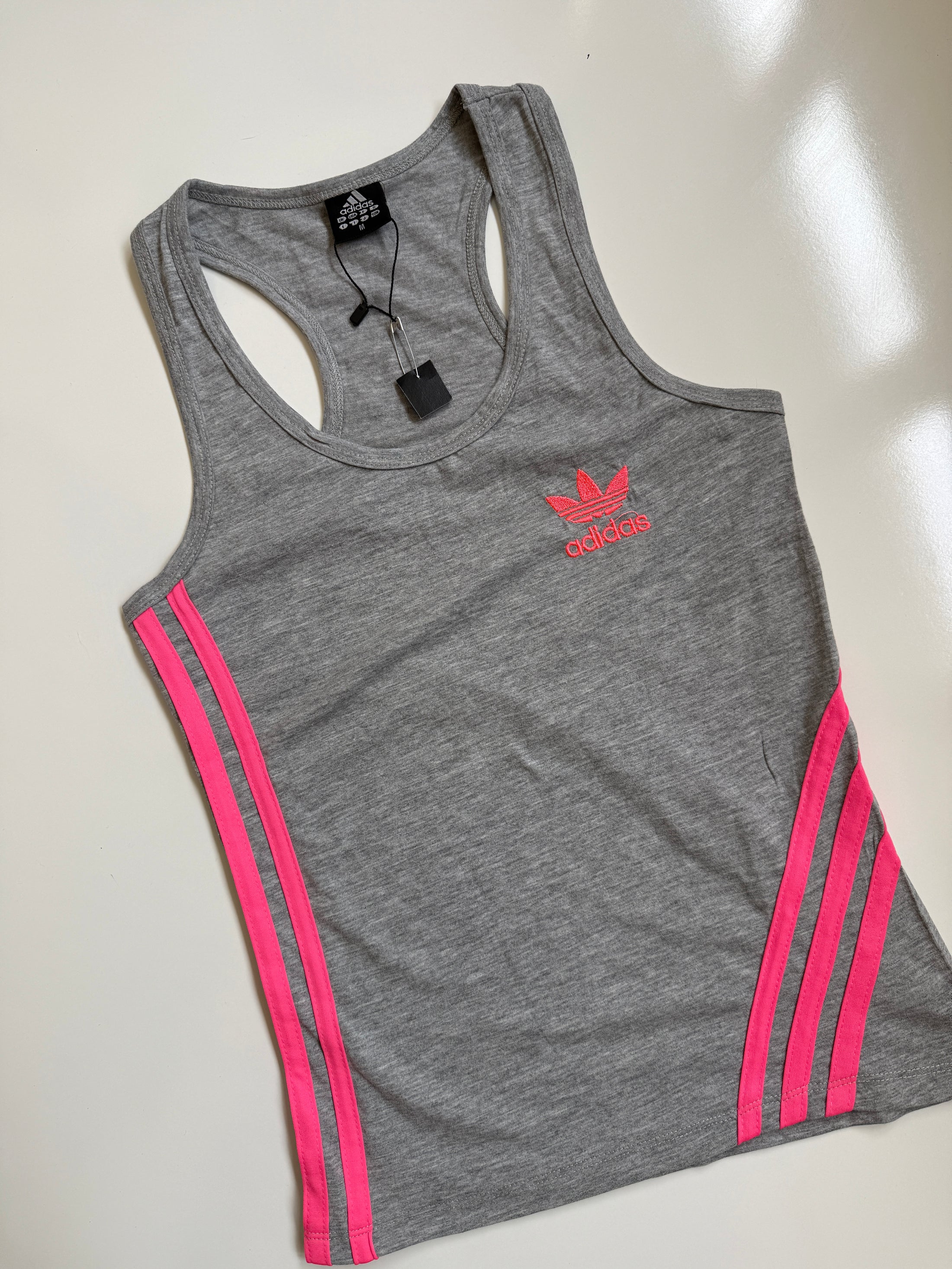00's Adidas grey pink tank • Size S