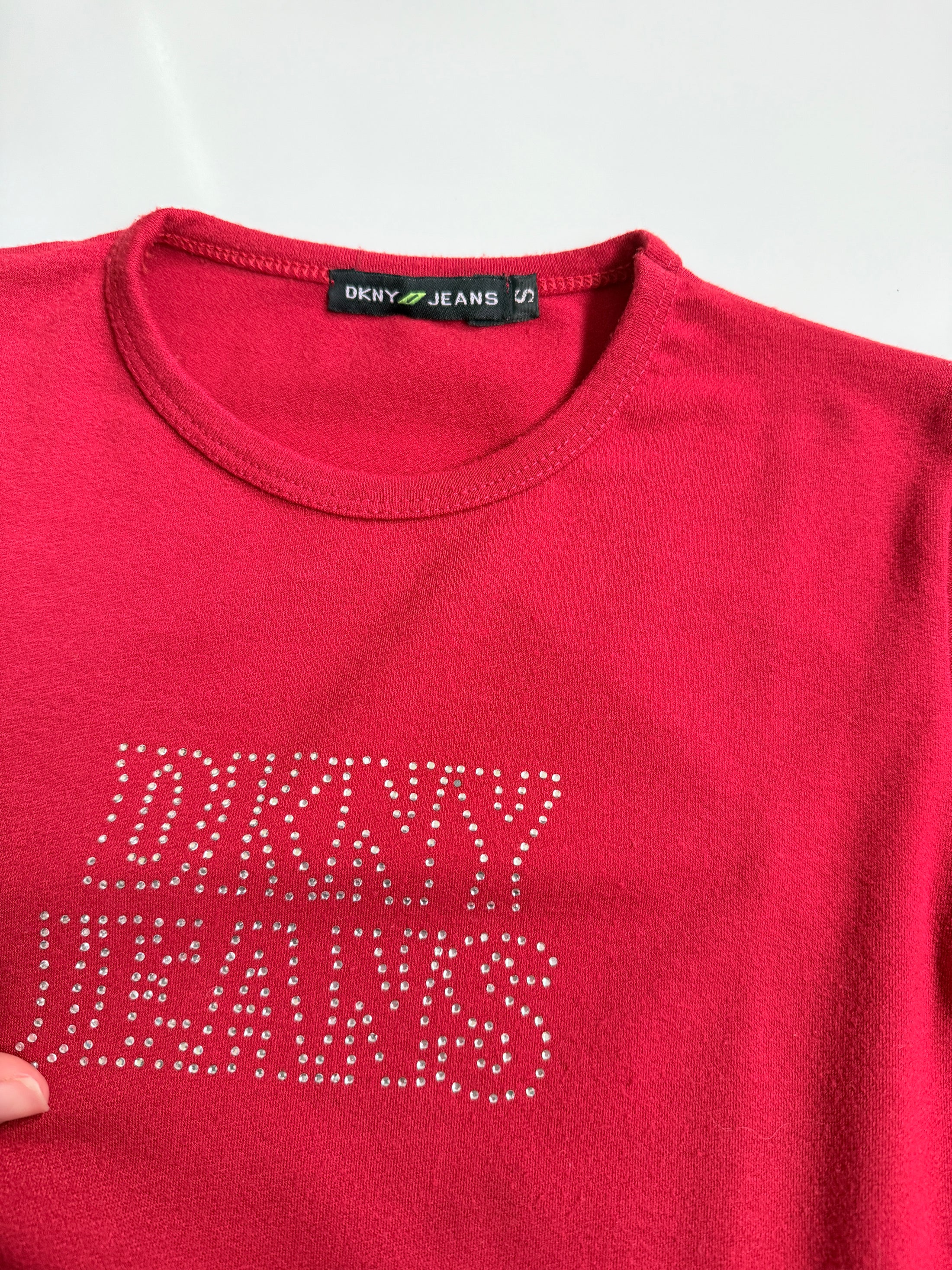00's DKNY cotton diamante baby tee • Size S
