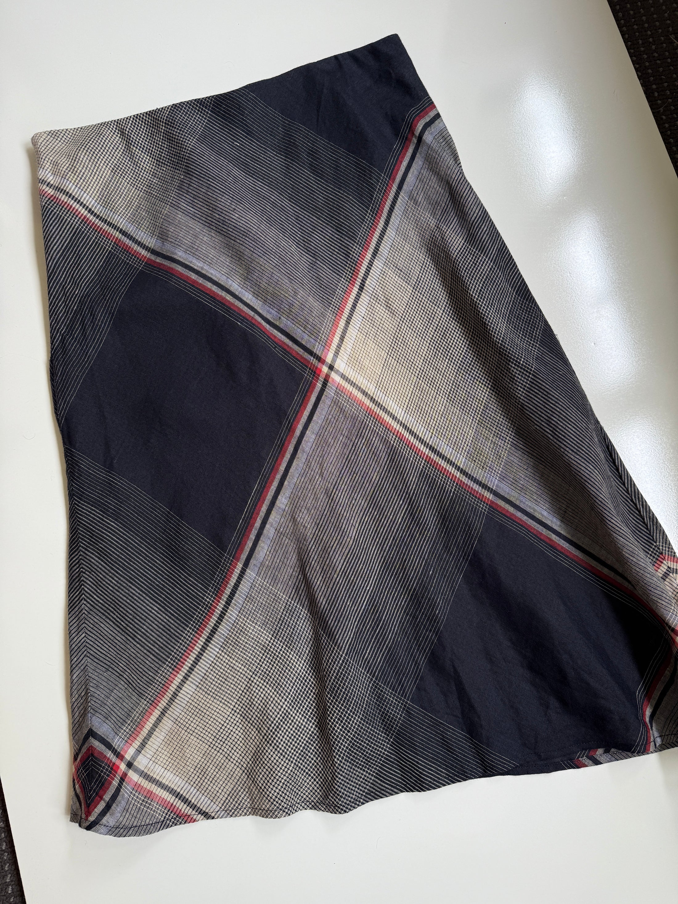 00's Mango plaid semi sheer midi skirt • Size L/XL