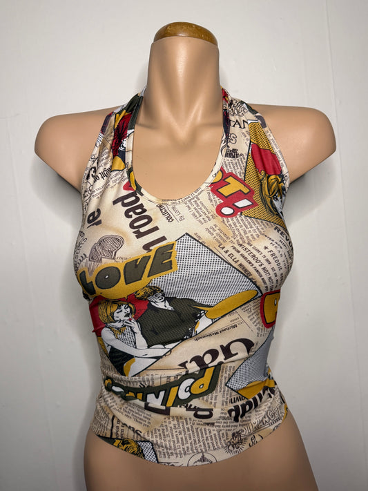 00's Comic print halter • Size M