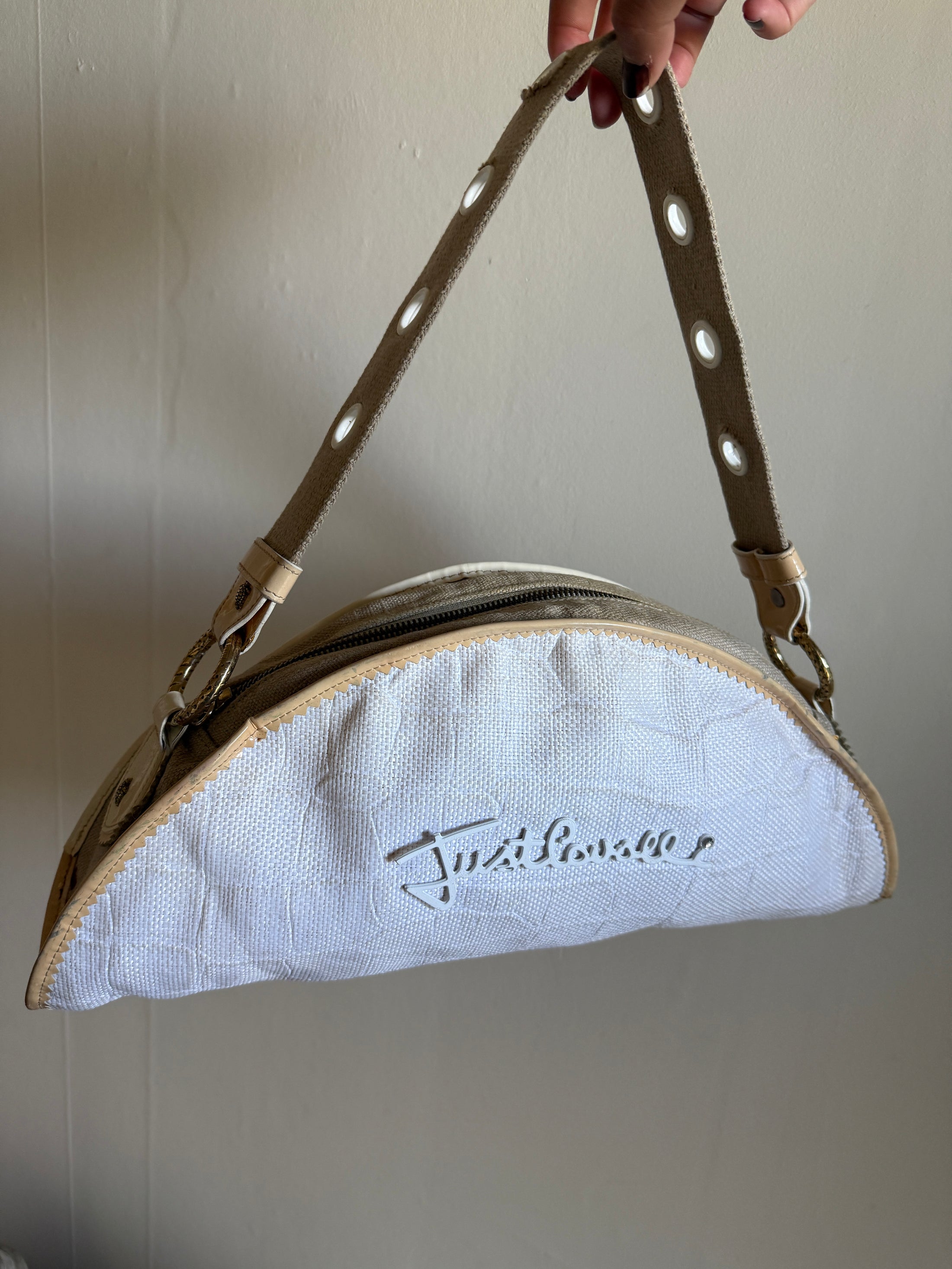 00's Cavalli croc canvas baguette bag