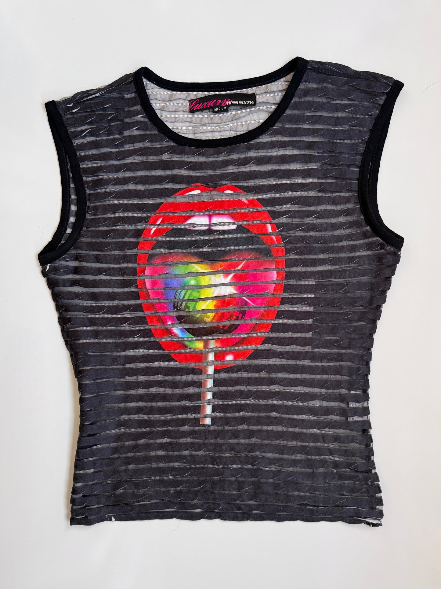 Rare 00's Miss Sixty lollipop mesh tank • Size M