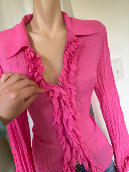00s Taifun sheer ruffle blouse • Size L