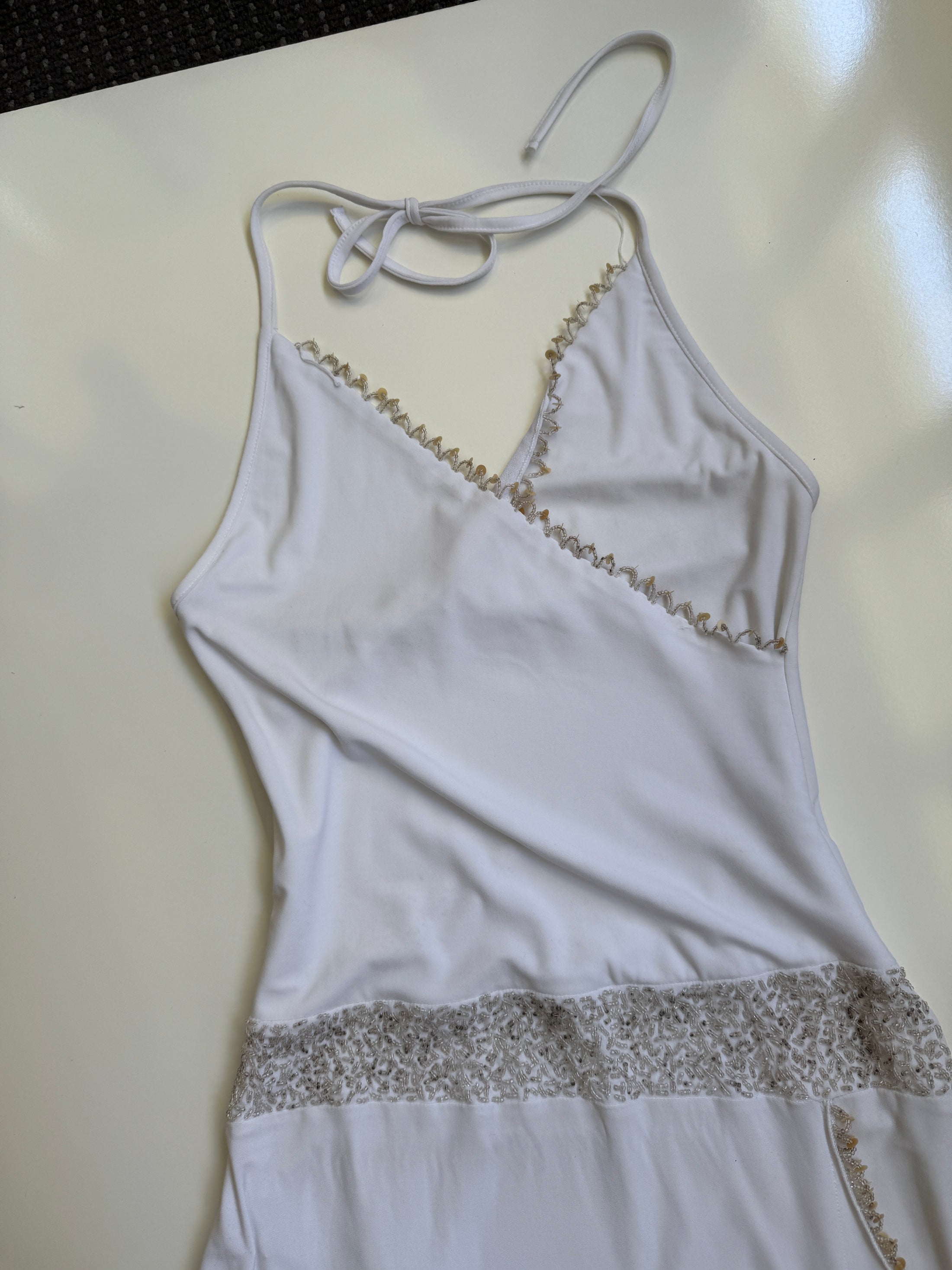00's Beaded asym halter dress • Size XS/S