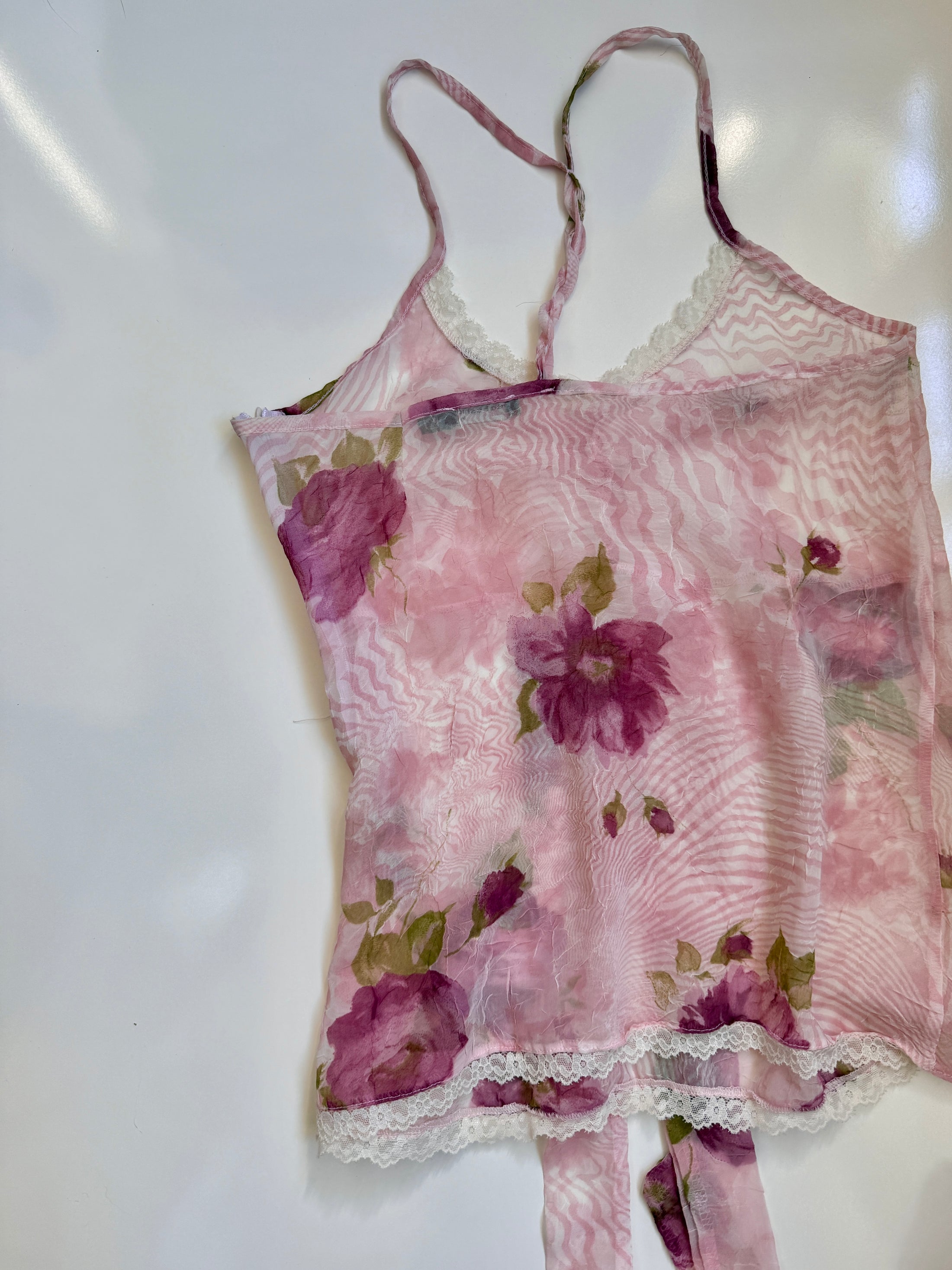 00's Pattern sheer bow cami • Size S