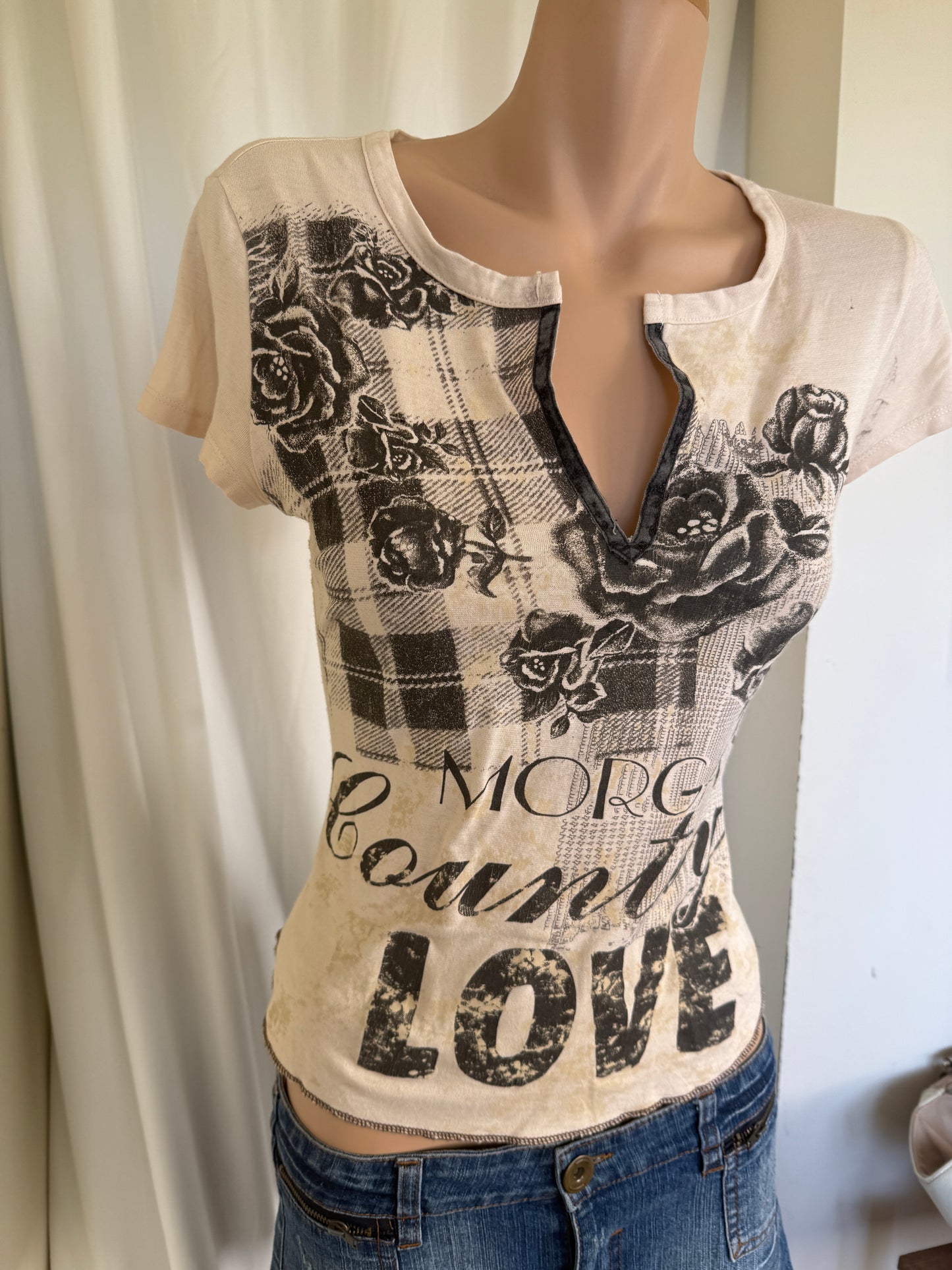 00's Morgan graphic print baby tee • Size M