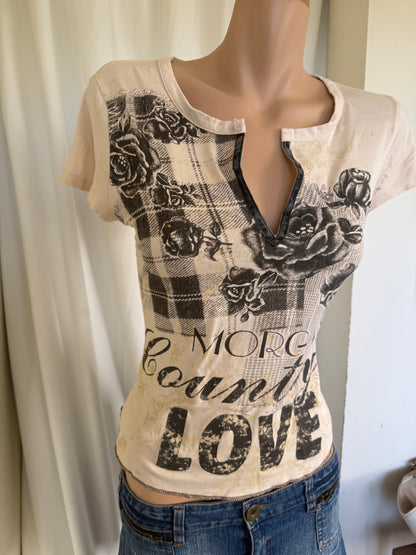 00's Morgan graphic print baby tee • Size M