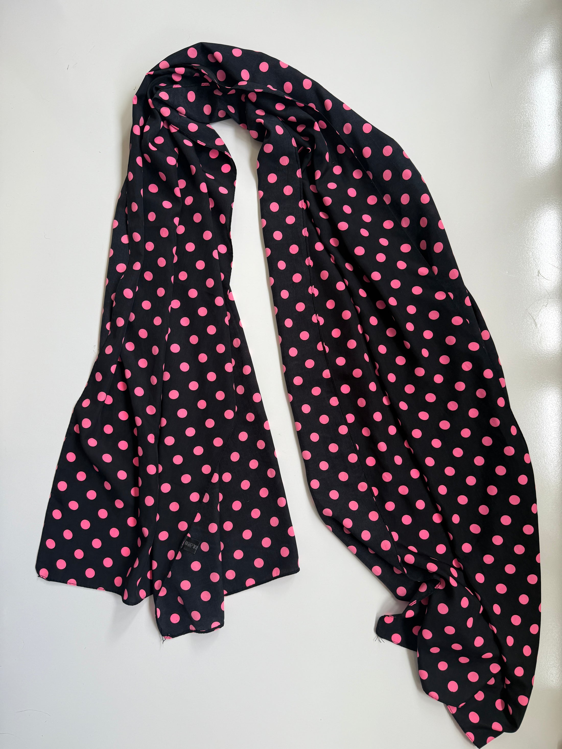 00's Black Pink polka dot scarf