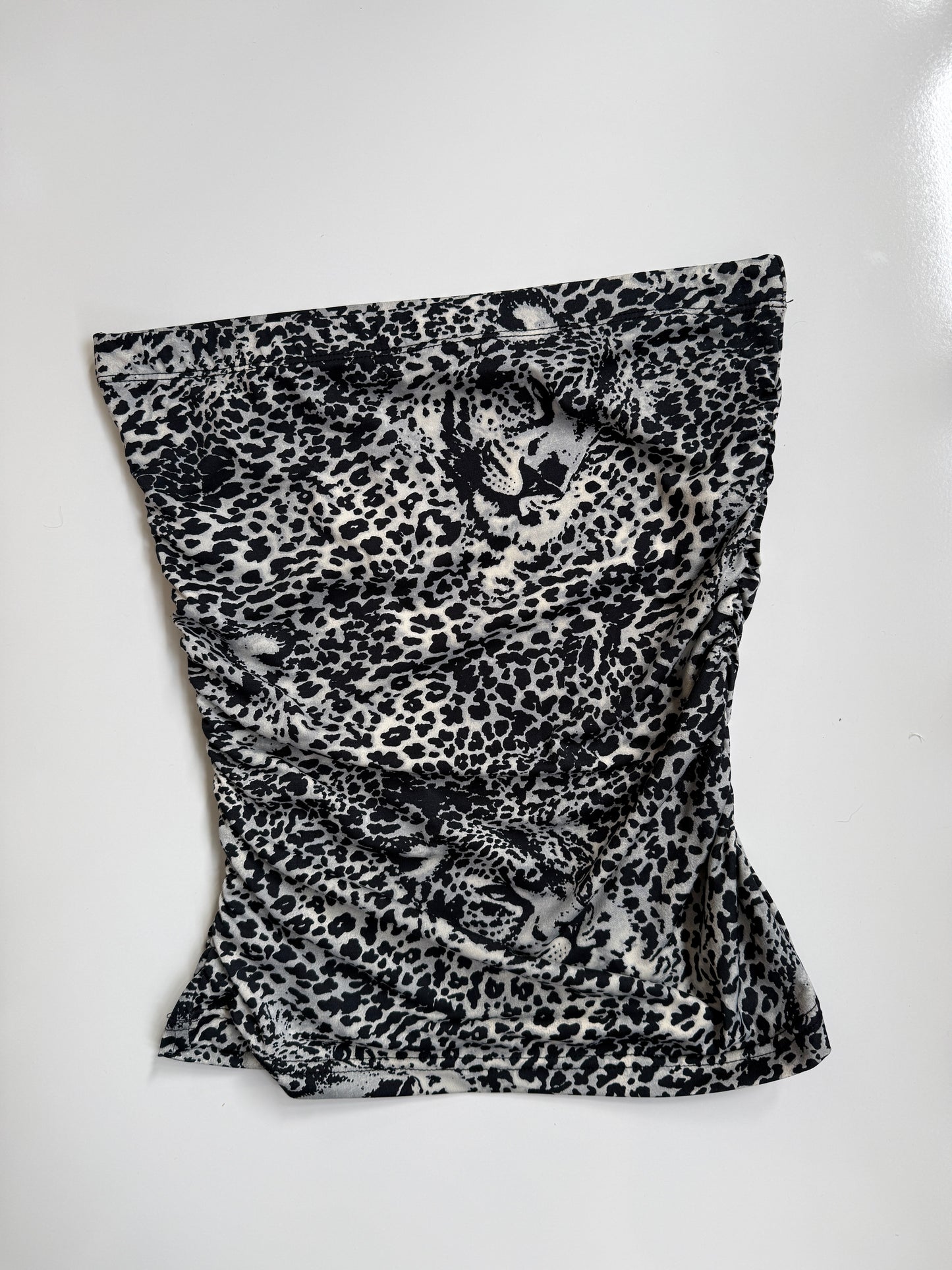 00's Leopard print ruched tube top • Size S