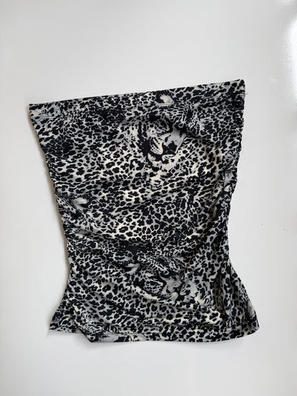 00's Leopard print ruched tube top • Size S