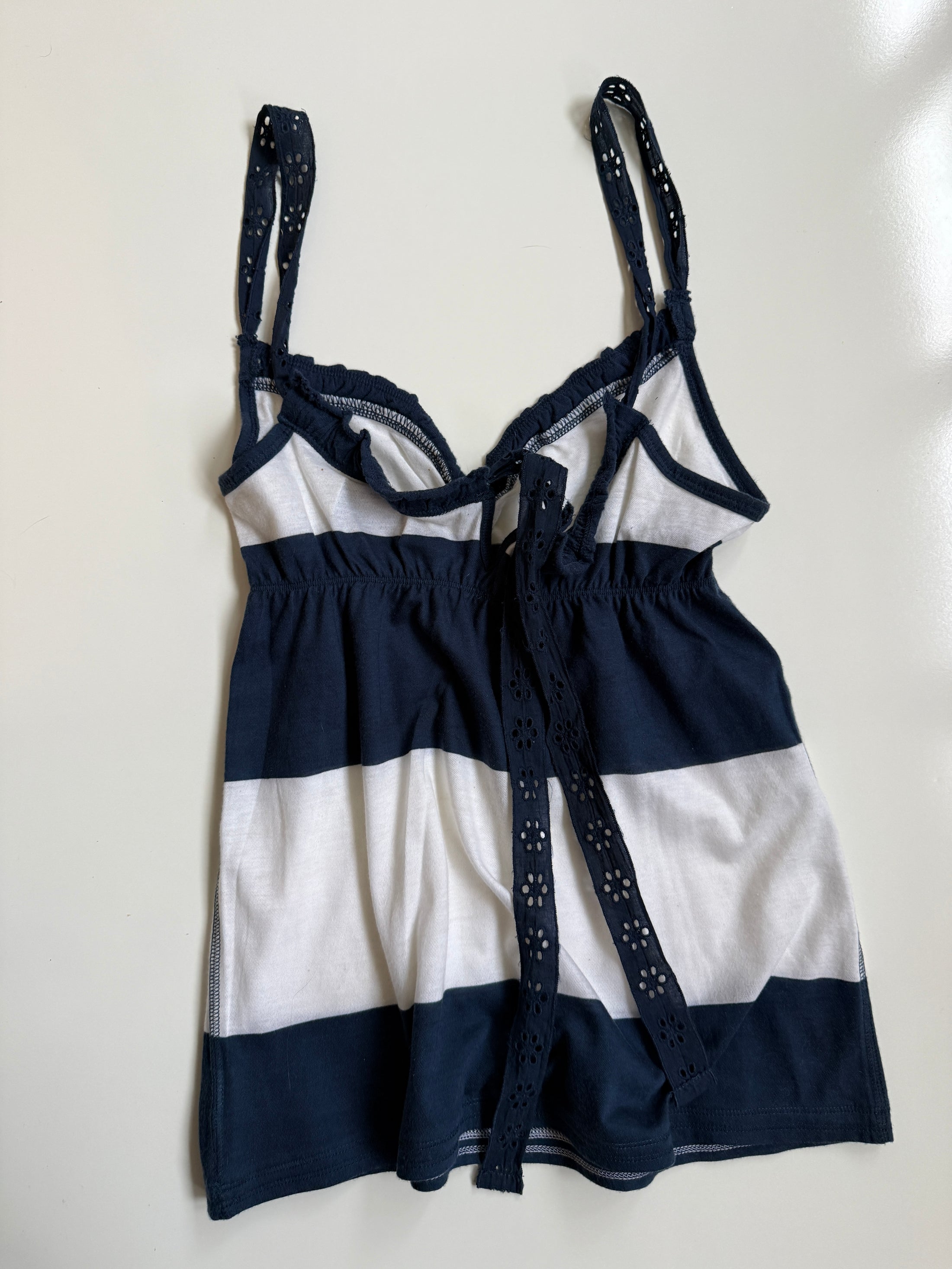 00's Abercrombie & Fitch striped baby doll cami w tie up detail• Size S