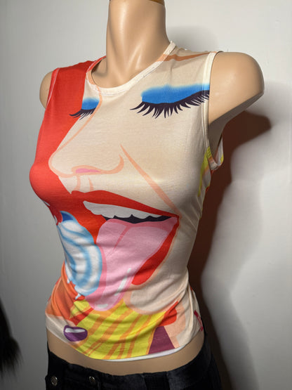 *RARE* 00's Miss Sixty girl eating ice cream tank • Size M
