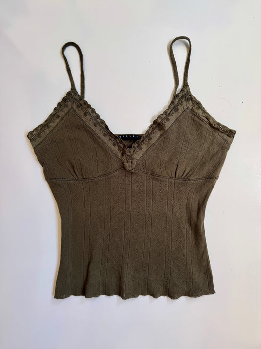 00's Sisley Khaki pointelle cami • Size S