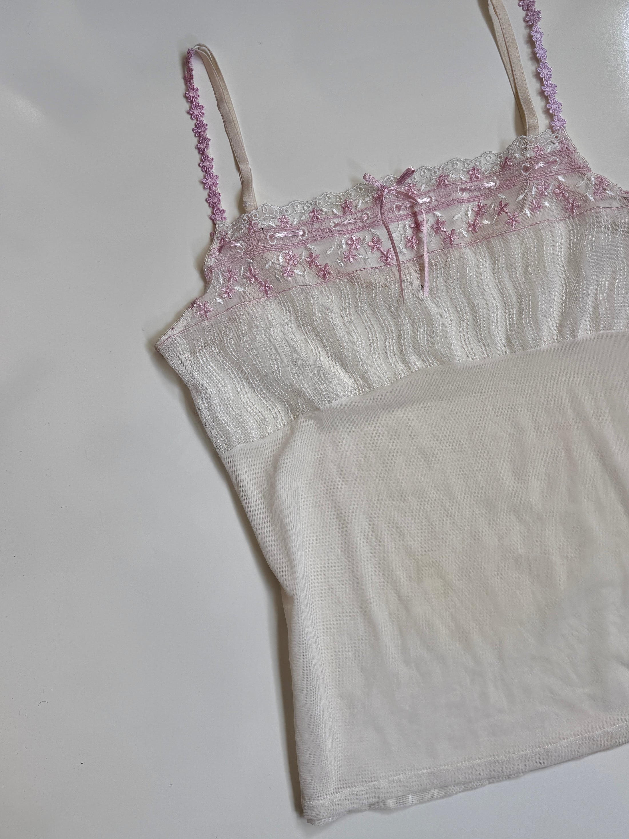00's Milkmaid mesh embroidered cami • Size M/L