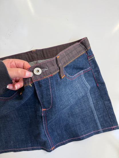 00's Denim mini w plaid trim *Blue • Size 10