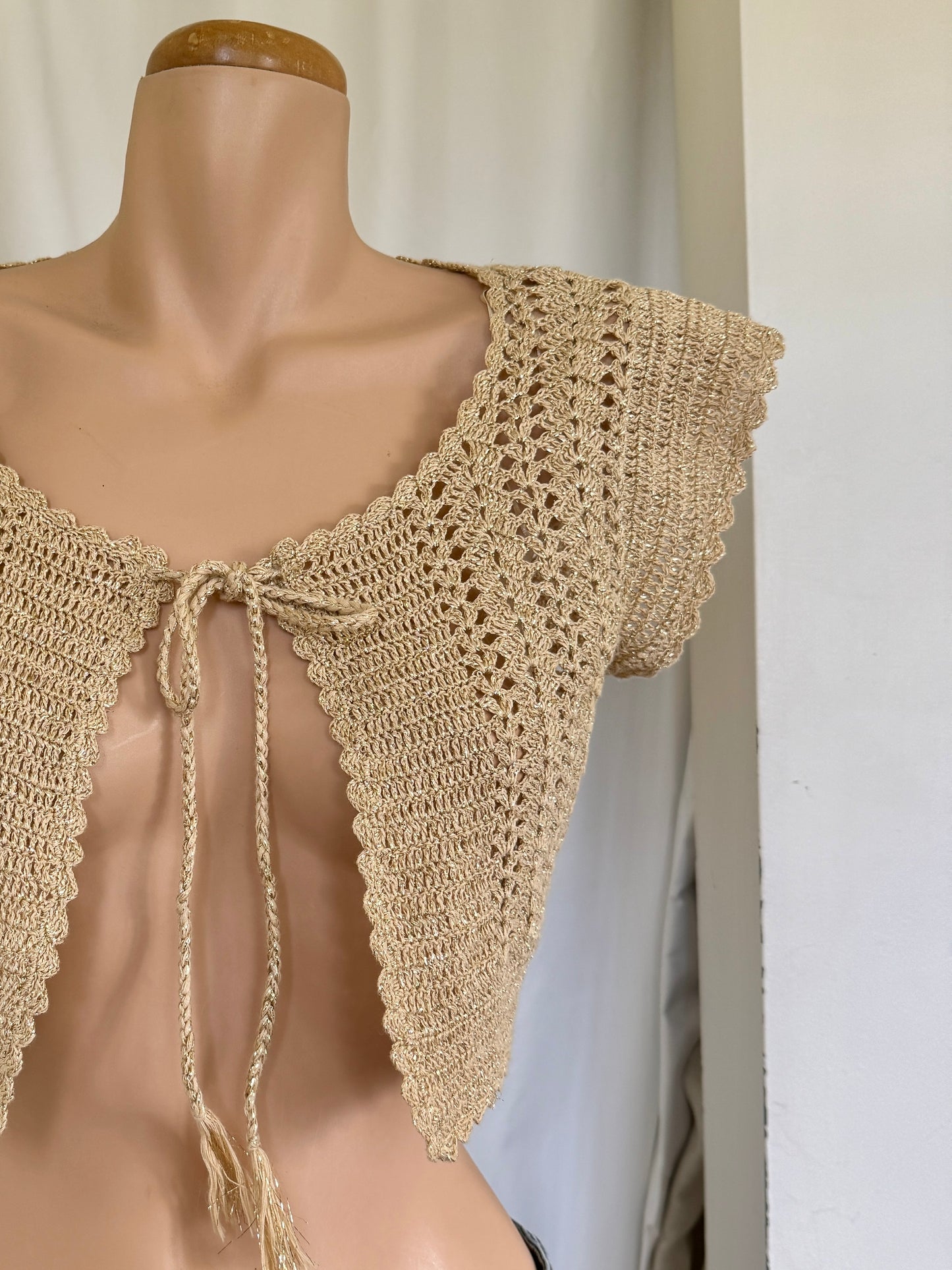 00's Glitter crocheted bolero • Size XS/S