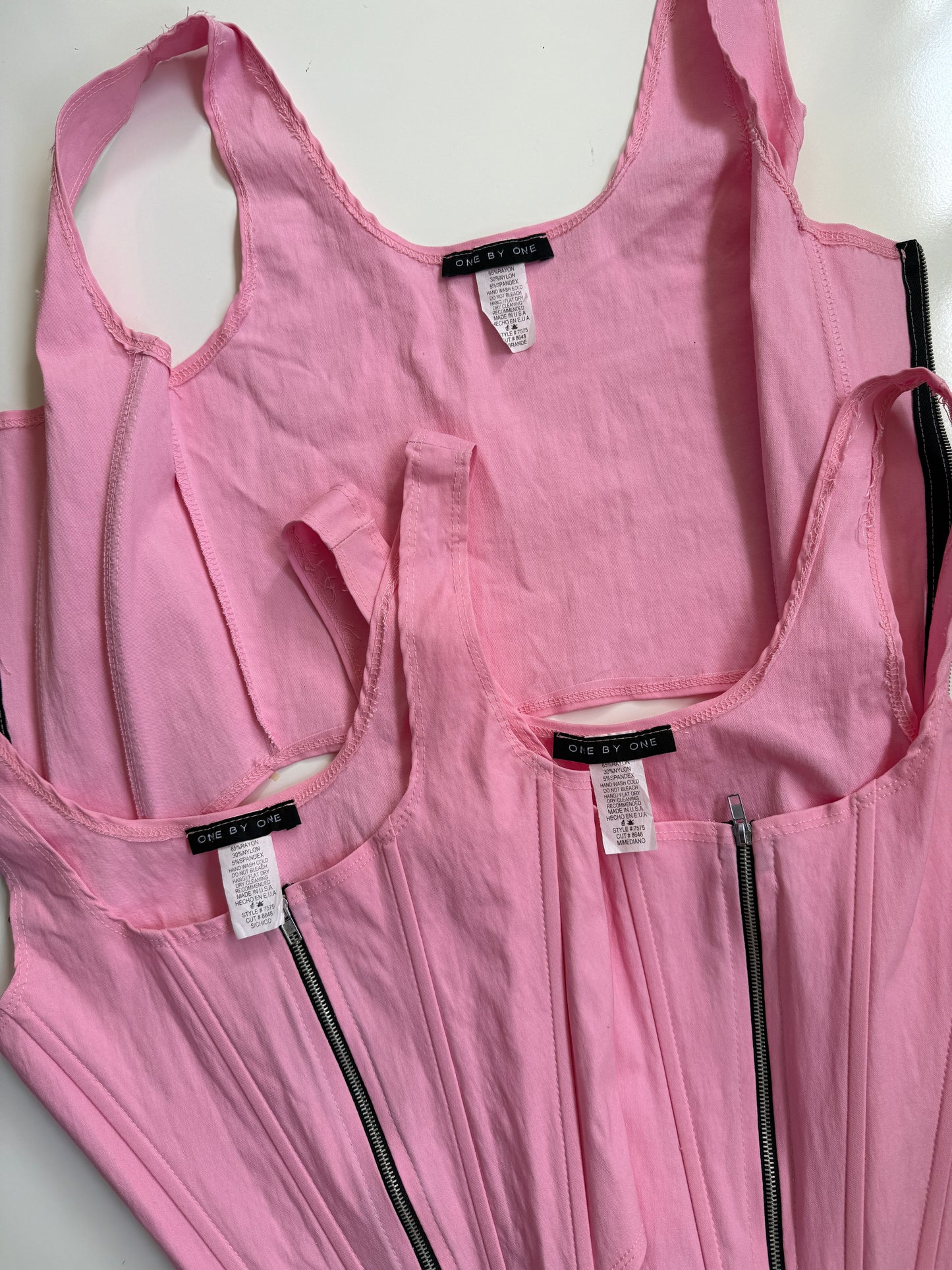 USA 00's pink zipper boned corset • 3 Sizes Available