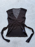 Load image into Gallery viewer, 00's Brown mesh/lace tie back top • Size M
