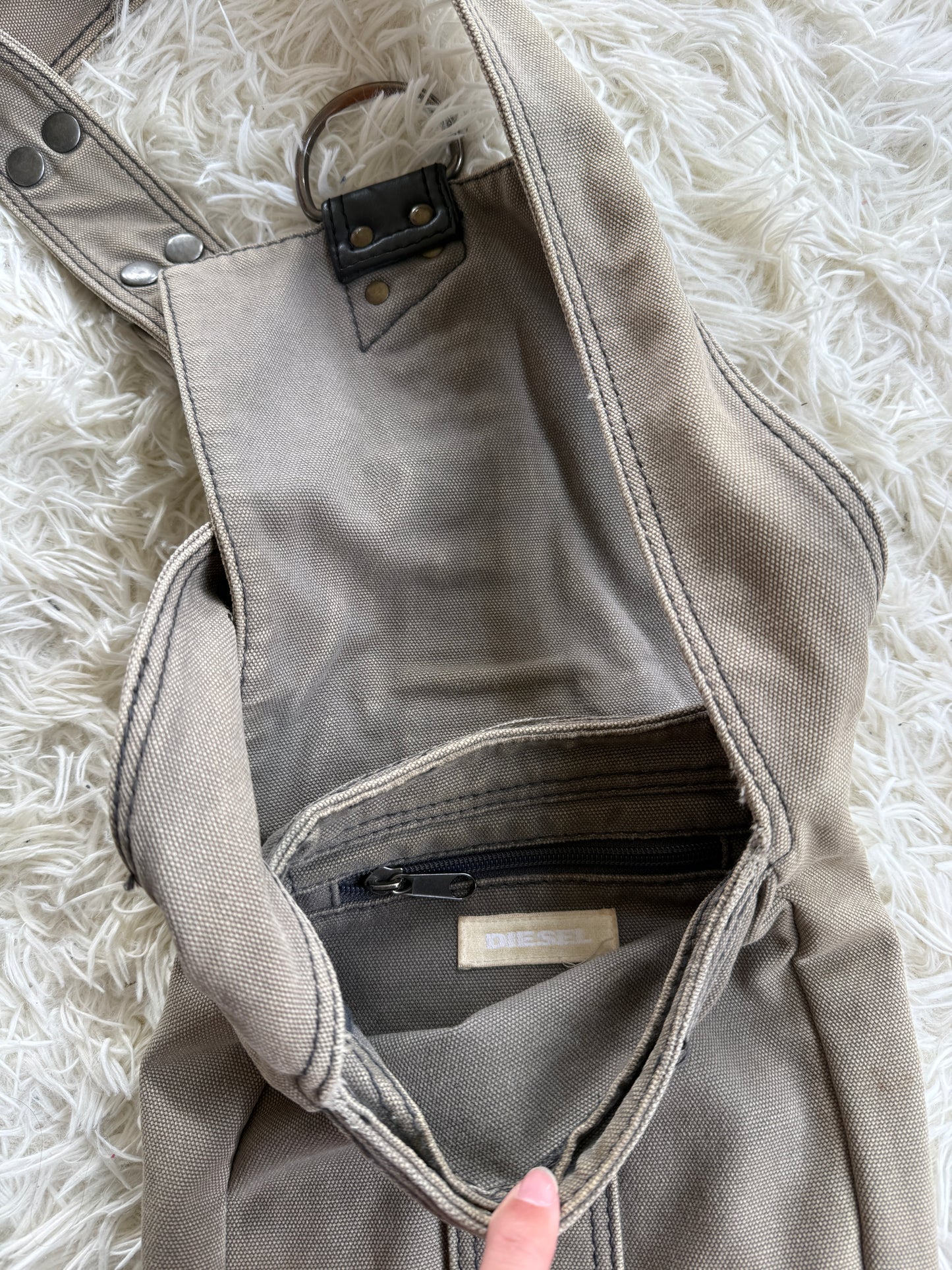 00's Diesel canvas print messenger bag
