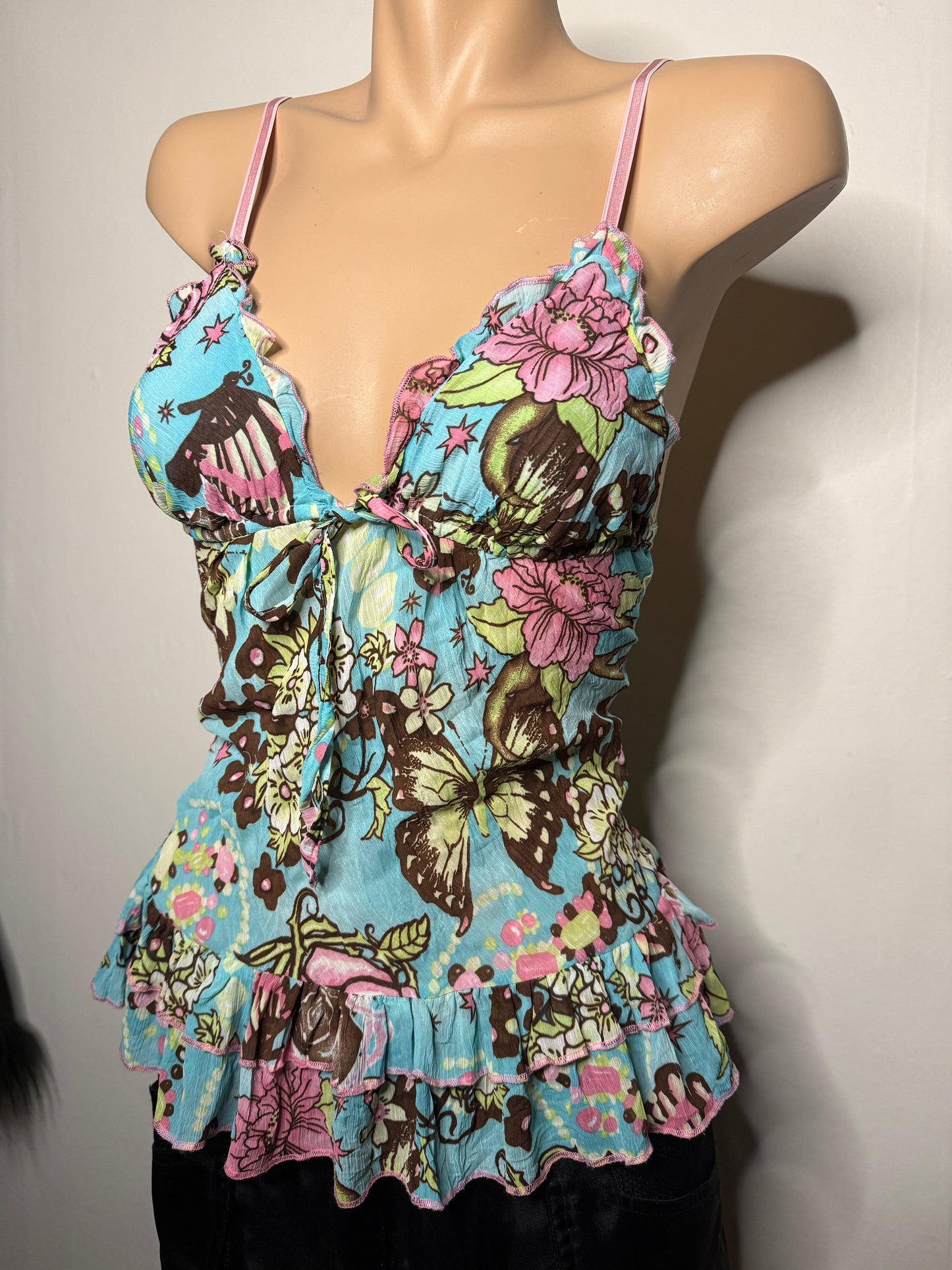00's Kikiriki sheer print cami • Size S