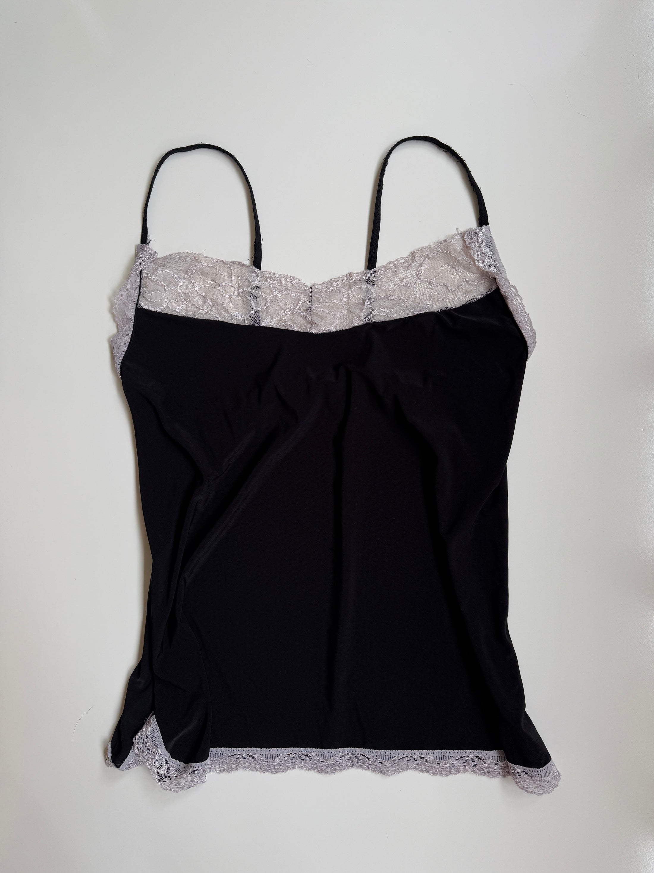 00's Sheer black cami w lace trim  • Size L