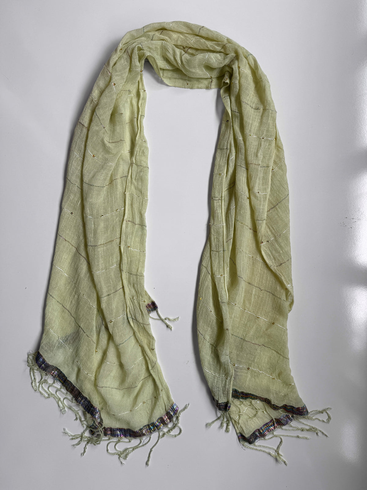 00s Pierre Cardin pale green sequin scarf