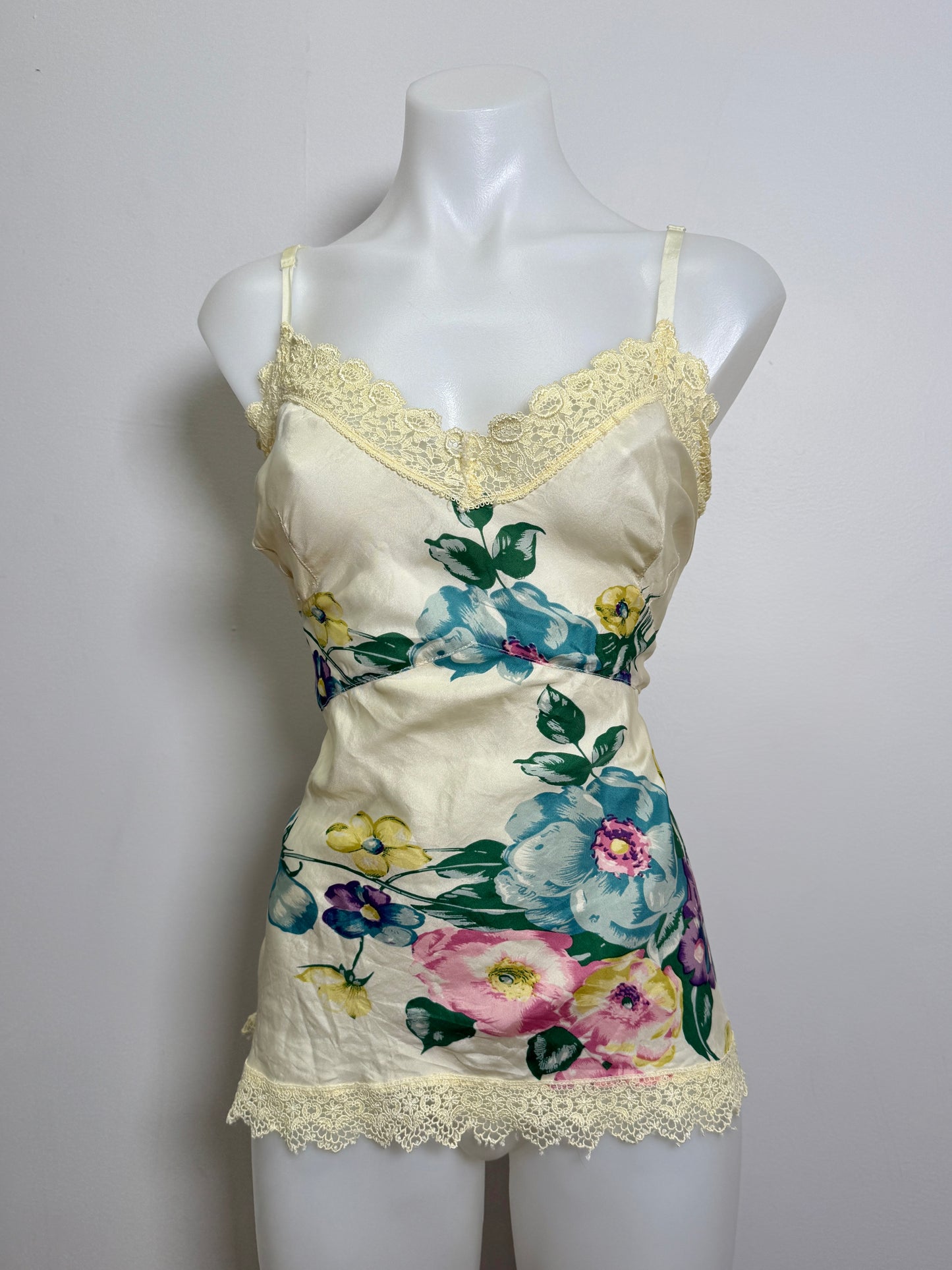 NZ Vintage Butter Yellow silk fairy cami • Size L