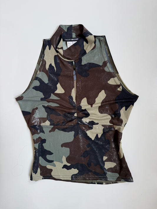 French 00's Camo open bust tank top • Size XS/S