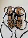 Load image into Gallery viewer, 00’s Dolce & Gabbana crochet flower lace up wedges • Size 37
