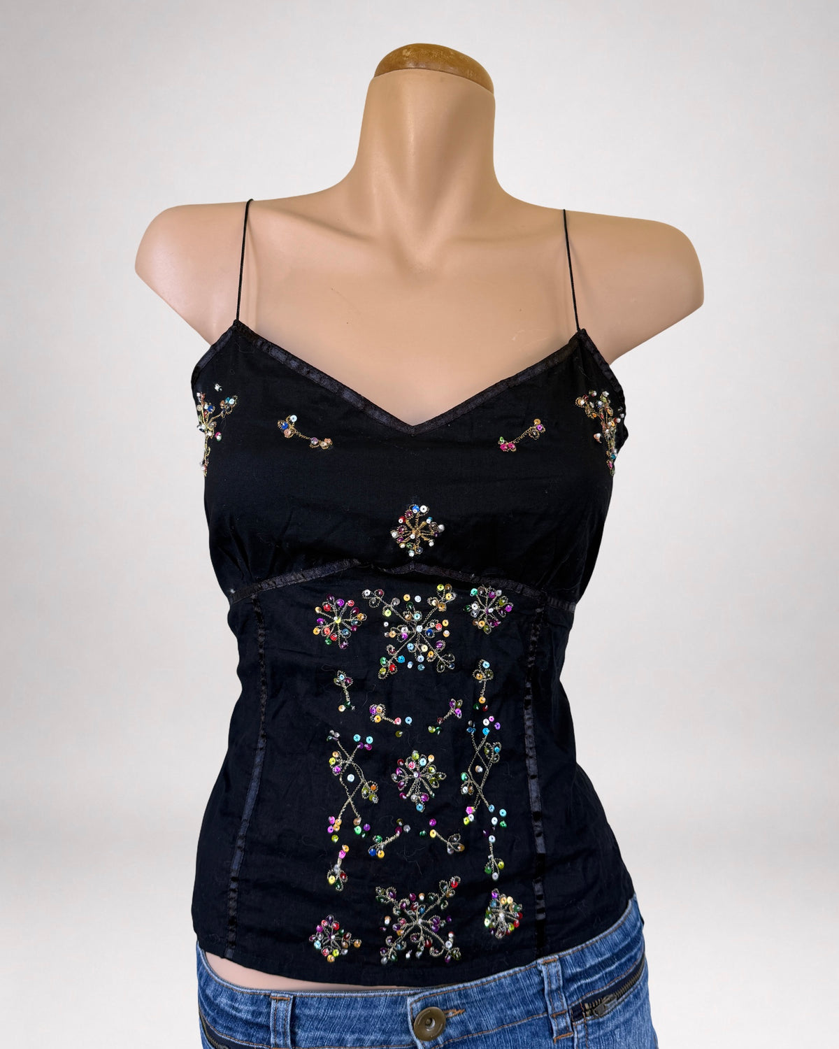 00s Cotton embellished sequin cami • Size 10