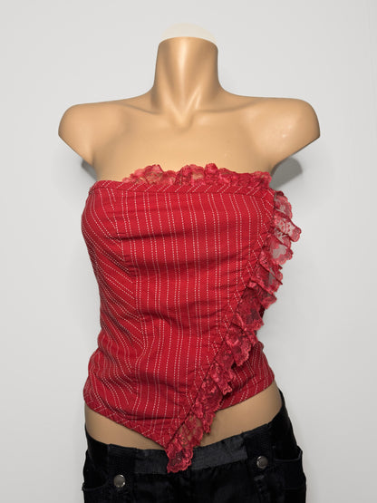 00's/90's NZ Silk blend pinstripe asym tube top • Size 10