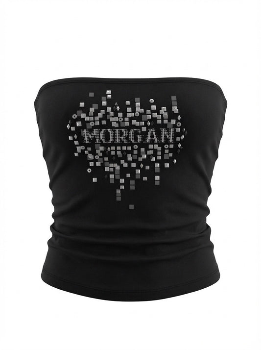 00's Morgan logo sequin tube top• Size L