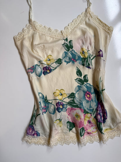 NZ Vintage Butter Yellow silk fairy cami • Size L