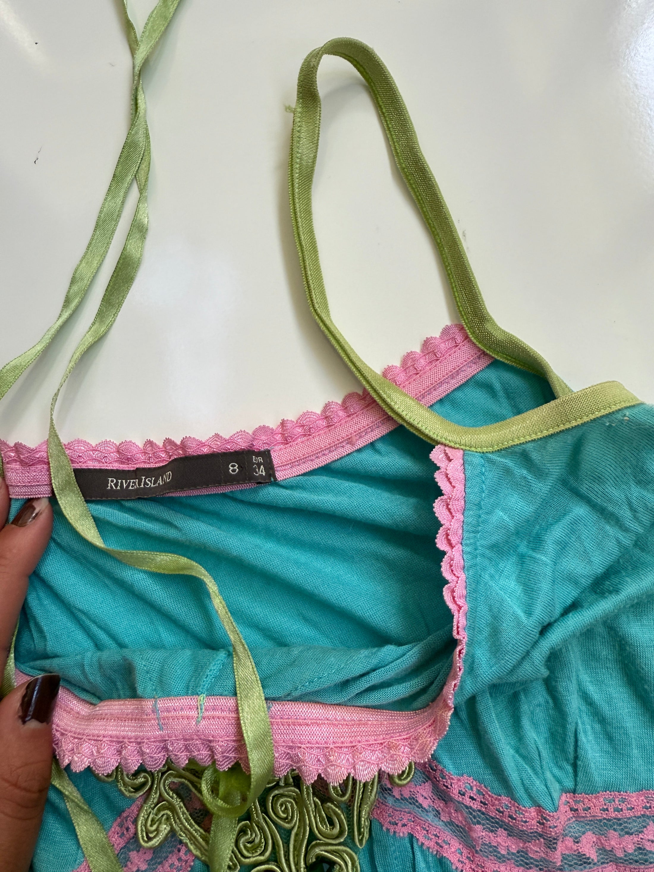 00's River Island gemstone detail cami • Size S