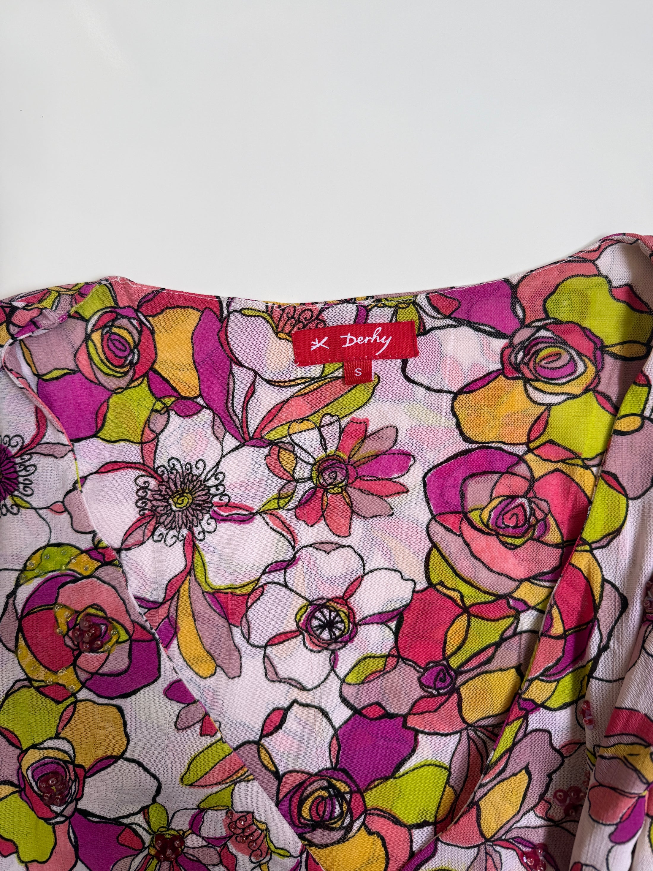 00's Derhy mesh beaded sequin fairy wrap top • Size S