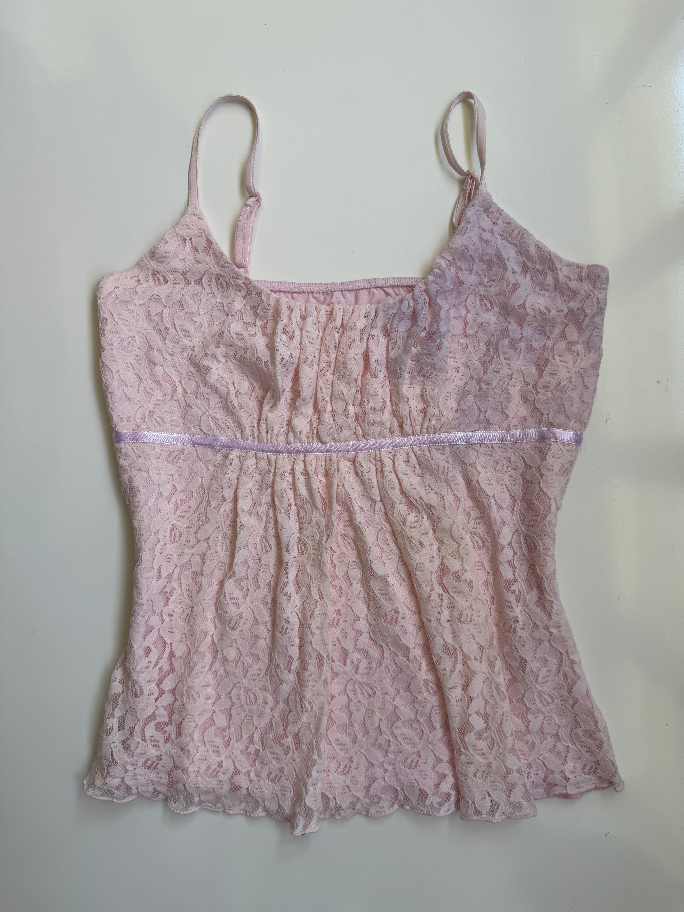 00's Baby pink lace flowy cami • Size S/M